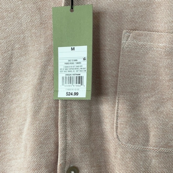 Goodfellow & Co- Men's Short Sleeve Slub Camp Button-Down Shirt Medium Pink Rose - Picture 3 of 9